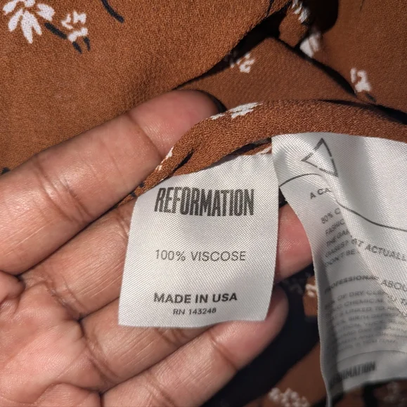 Reformation Leigh Floral Brown Dress Size small $218 - Picture 7 of 8